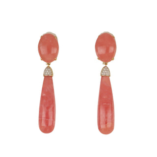 Tenenbaum Collection 18K Gold Rhodochrosites Drop Earrings with Diamonds