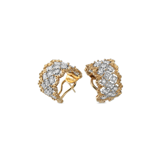 Buccellati Two-Tone 18K Gold Diamonds Button Earrings