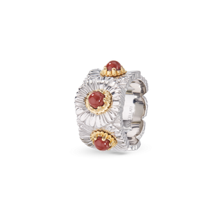 Buccellati Sterling Silver Daisy Eternelle Band in Red Jasper