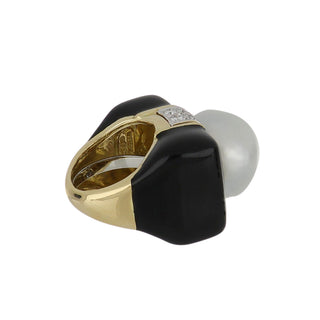 David Webb Yellow G&PT South Sea Pearl Cocktail Ring with Diamonds