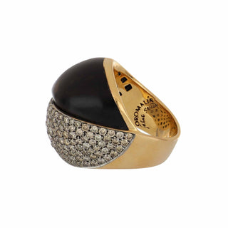 Antonio Papini 18K Rose Gold Wood Dome Ring with Diamonds