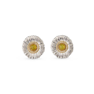 Buccellati Sterling Silver Blossoms Color Yellow Agate Earrings