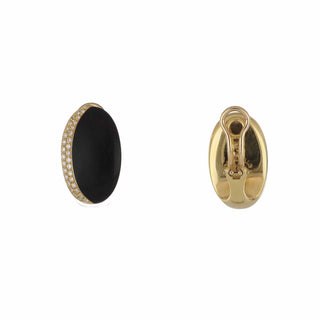 Antonio Papini 18K Gold and Wood Clip Earrings with Diamonds