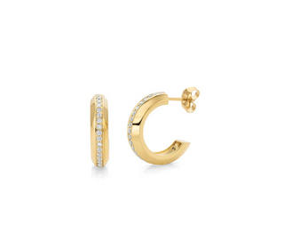 Michael M 14K Gold Diamond Hoop Earrings