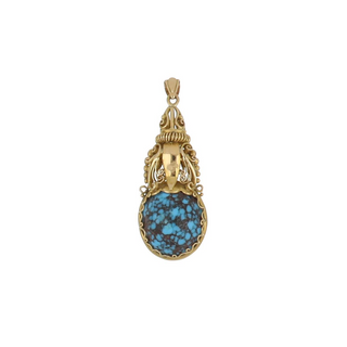 18K Gold Turquoise Drop Pendant