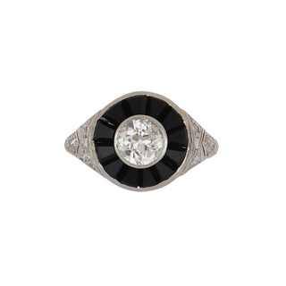 Vintage/Estate White Platinum Diamond Target Ring with Diamonds