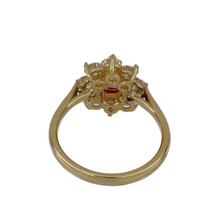 Tenenbaum Workshop 18K Gold Ruby Cluster Ring with Diamonds