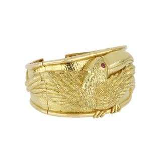 David Webb 18K Gold Hinged Toucan Cuff