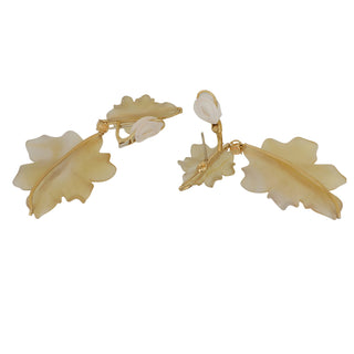 Tenenbaum Collection 18K Gold Agate Leaf Drop Earrings with Diamonds