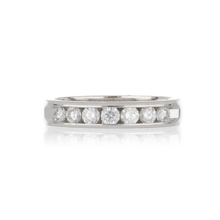 Modern White Platinum Round Brilliant-Cut Diamonds 7 Stone Band