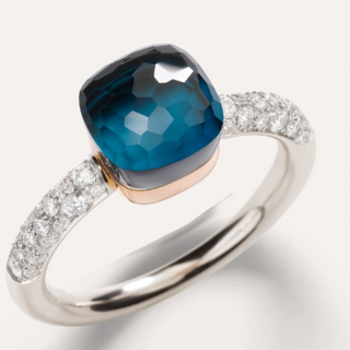 Pomellato 18K Gold Topaz Cocktail Ring with Turquoise