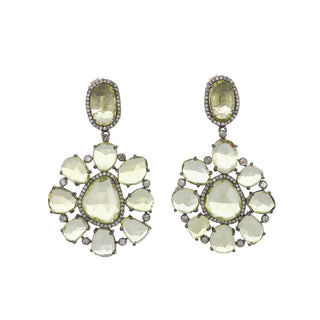 Tenenbaum Collection Two-Tone G&S Quartz Drop Earrings with Diamond