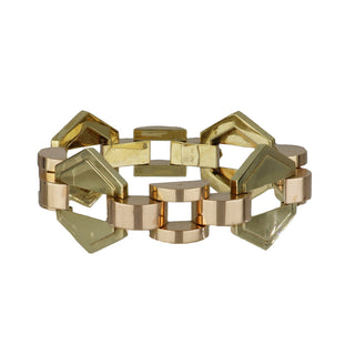 Retro Two-Tone 14K Gold Link Bracelet