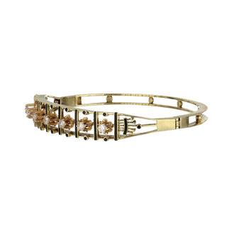 Victorian Revival 14K Gold Diamond Bangle Bracelet