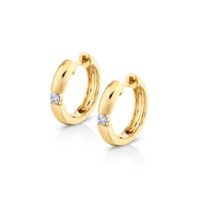 Load image into Gallery viewer, Michael M Yellow 14K Gold Round Cut Diamond Hoop Earrings
