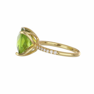 Lisa Nik 18K Gold Peridot Cocktail Ring with Diamonds