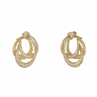 18K Gold Diamonds Hoop Earrings