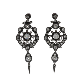 Two-Tone G&S Diamonds Drop Earrings