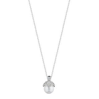 Verragio 18K White Gold Akoya Pearl Pendant Necklace with Diamond