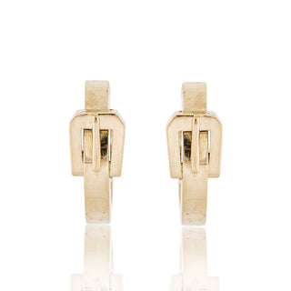 Estate Italian 18K Gold Buckle Hoop Earrings