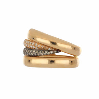 Antonio Papini Two-Tone 18K Gold Diamond Crossover Ring