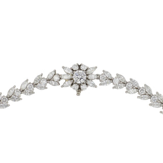 Signed Platinum Diamonds Collar Necklace