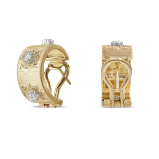 Buccellati Two-Tone 18K Gold Diamonds Huggie Earrings