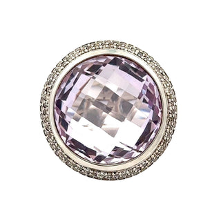 David Yurman Sterling Silver Amethyst Cluster/Halo Ring with Diamonds