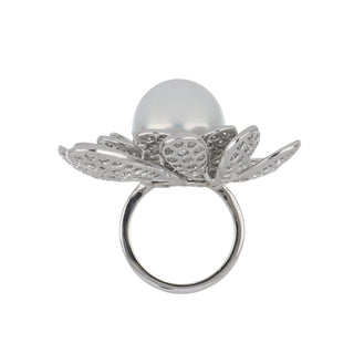 Tenenbaum Workshop 18K White Gold South Sea Pearl Cocktail Ring with Diamonds