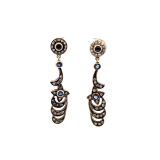 Two-Tone G&S Sapphires Drop Earrings