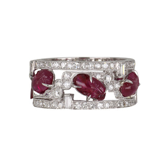 Antique Platinum Ruby and Diamonds Eternity Ring