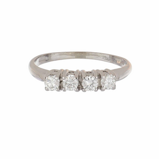 Mid-Century White 14K Gold Round Brilliant-Cut Diamonds Half Band