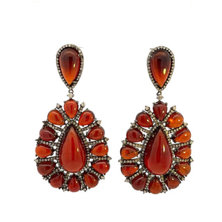 Tenenbaum Collection Sterling Silver Garnets Drop Earrings with Diamond