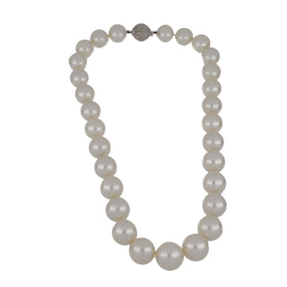 Vintage/Estate 18K White Gold South Sea Pearl Bead Necklace with Diamonds