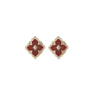 Buccellati 18K Gold Opera Tulle Button Earrings in Red Enamel