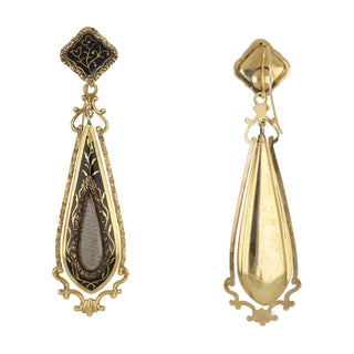 Georgian 18K Gold Pendeloque Mourning Drop Earrings