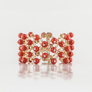 Aletto Brothers 18K Gold Corals Link Bracelet with Diamonds