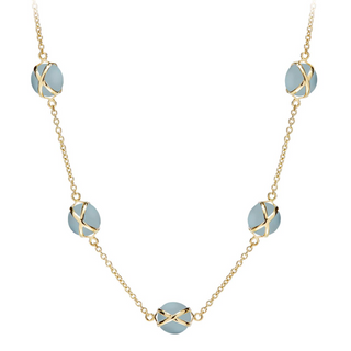 L. Klein 18K Gold Aquas Station Necklace