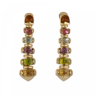 Vintage/Estate 18K Gold Citrines Multi Drop Earrings with Tourmalines