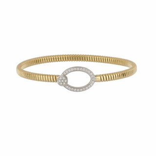 Antonio Papini Two-Tone 18K Gold Diamonds Bangle Bracelet