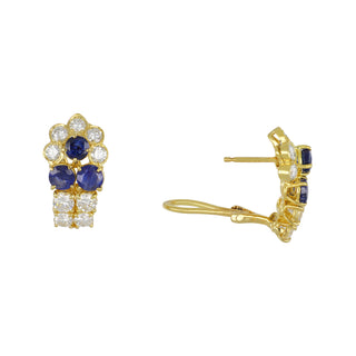 Tenenbaum Workshop 18K Gold Diamonds and Sapphire Clip Earrings