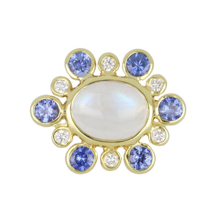 Mazza 14K Gold Moonstone Ring with Sapphires and Diamonds