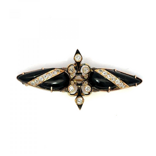 Tiffany & Co. 18K Gold Diamonds Pin with Onyxes