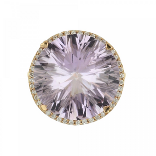 Lisa Nik 18K Gold Amethyst Cluster/Halo Ring with Diamond