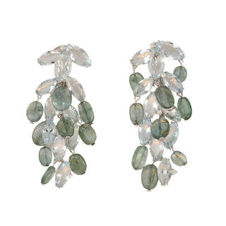 Tenenbaum Collection 18K White Gold Diamonds Chandelier Earrings with Aquas