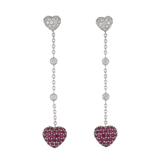 Chopard 18K White Gold Rubies Drop Earrings with Diamonds