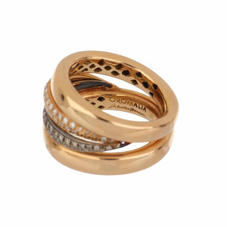 Antonio Papini Two-Tone 18K Gold Diamond Crossover Ring