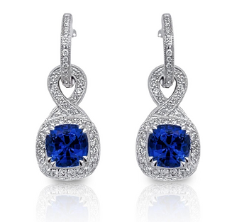 Tenenbaum Collection White 14K Gold Sapphires Day/Night Earrings with Diamonds