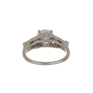 Retro GIA 1.51 Carat Old European-Cut Diamond Solitaire with Side Stones Engagement Ring