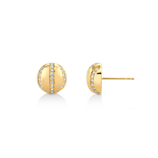 Michael M 14K Gold Orb Stripe Button Studs